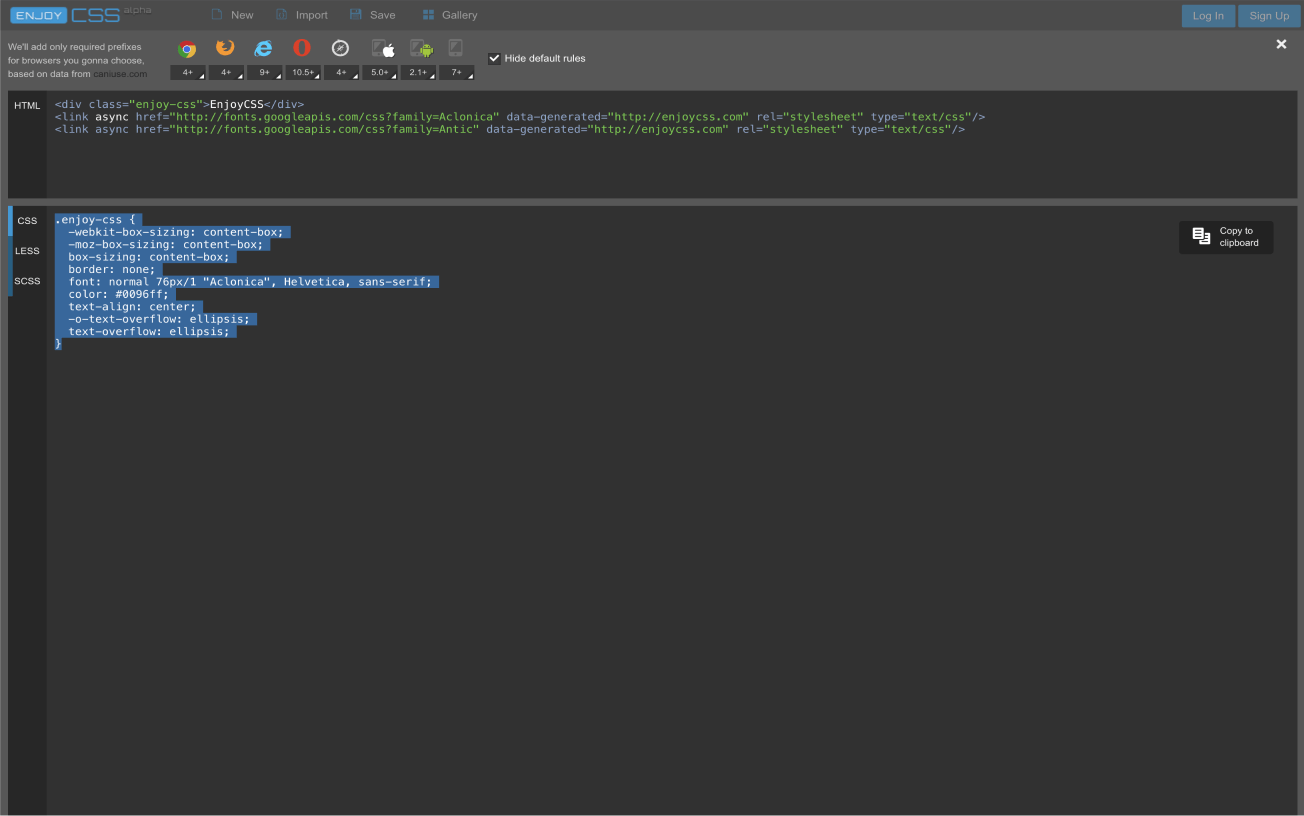 Основные возможности EnjoyCSS